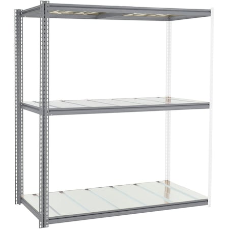 Global Industrial High Cap. Add-On Rack 72Wx24Dx84H 3 Levels Steel Deck 1000lb Per Level GRY 581016GY